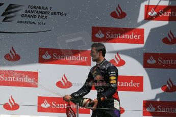 World © Octane Photographic Ltd. Saturday 5th July 2014. British GP, Silverstone, UK. - Formula 1 Podium. Infiniti Red Bull Racing RB10 – Daniel Ricciardo. Digital Ref: 1027LB1D1872