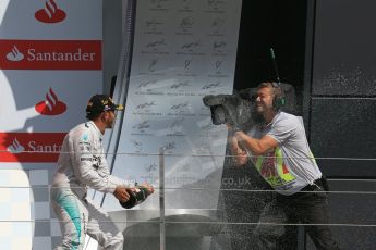 World © Octane Photographic Ltd. Saturday 5th July 2014. British GP, Silverstone, UK. - Formula 1 Podium. Mercedes AMG Petronas F1 W05 Hybrid – Lewis Hamilton. Digital Ref: 1027LB1D1894