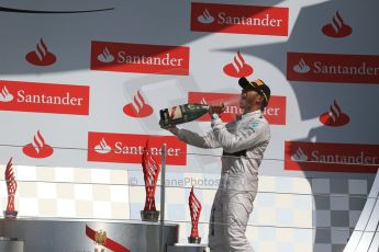 World © Octane Photographic Ltd. Saturday 5th July 2014. British GP, Silverstone, UK. - Formula 1 Podium. Mercedes AMG Petronas F1 W05 Hybrid – Lewis Hamilton. Digital Ref: 1027LB1D1910