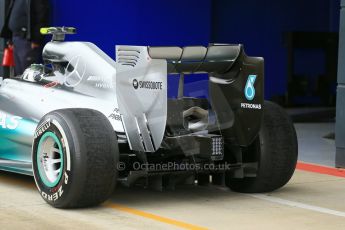 World © Octane Photographic Ltd. Saturday 5th July 2014. British GP, Silverstone, UK. - Formula 1 Qualifying Parc Ferme. Mercedes AMG Petronas F1 W05 Hybrid - Nico Rosberg. Digital Ref: 1018LB1D0193