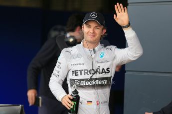 World © Octane Photographic Ltd. Saturday 5th July 2014. British GP, Silverstone, UK. - Formula 1 Qualifying Parc Ferme. Mercedes AMG Petronas F1 W05 Hybrid - Nico Rosberg. Digital Ref: 1018LB1D0334