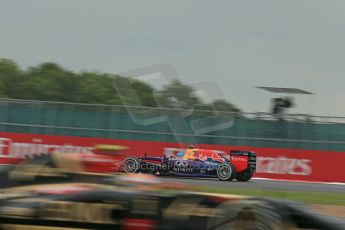 World © Octane Photographic Ltd. Saturday 5th July 2014. British GP, Silverstone, UK. Formula 1 Qualifying Parc Ferme. Infiniti Red Bull Racing RB10 - Sebastian Vettel and Lotus F1 Team E22 – Pastor Maldonado. Digital Ref: 1020LB1D0046