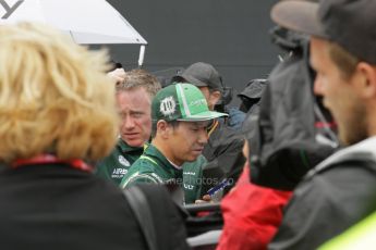 World © Octane Photographic Ltd. Saturday 5th July 2014. British GP, Silverstone, UK. - Formula 1 Qualifying Parc Ferme. Caterham F1 Team CT05 – Kamui Kobayashi. Digital Ref: 1020LB1D3185