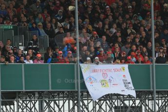 World © Octane Photographic Ltd. Saturday 5th July 2014. British GP, Silverstone, UK. - Formula 1 Qualifying. F1 Fans banner in the crowd. Digital Ref: 1020LB1D9694