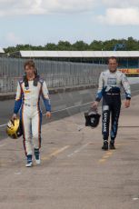 World © Octane Photographic Ltd. Friday 4th July 2014. GP2 Qualifying Session –British GP - Silverstone - UK. Johnny Cecotto - Trident and Marco Sorensen - MP Motorsport. Digital Ref : 1014JM1D1144