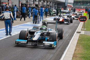 World © Octane Photographic Ltd. Saturday 5th July 2014. GP2 Race 1 – British GP - Silverstone - UK. Conor Daly - Venezuela GP Lazarus and Johnny Cecotto - Trident. Digital Ref : 1022JM1D1291
