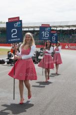 World © Octane Photographic Ltd. Saturday 5th July 2014. GP2 Race 1 – British GP - Silverstone - UK. The grid girls depart the grid before the start. Digital Ref : 1022JM1D1360