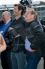 World © Octane Photographic Ltd. Saturday 5th July 2014. GP2 Race 1 – British GP - Silverstone - UK. Jonathan Palmer and Mark Webber watching the podium ceremony. Digital Ref : 1022JM1D1452