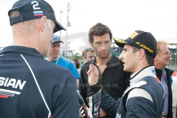 World © Octane Photographic Ltd. Saturday 5th July 2014. GP2 Race 1 – British GP - Silverstone - UK. Mitch Evans and Mark Webber - RT Russian Time. Digital Ref : 1022JM1D1481