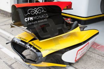 World © Octane Photographic Ltd. Friday Thursday 3rd July 2014. GP2 Paddock – Silverstone - UK. Stephane Richelmi – DAMS airbox cover. Digital Ref :