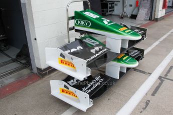 World © Octane Photographic Ltd. Friday Thursday 3rd July 2014. GP2 Paddock – Silverstone - UK. Rio Haryanto - EQ8 Caterham Racing front wings. Digital Ref :