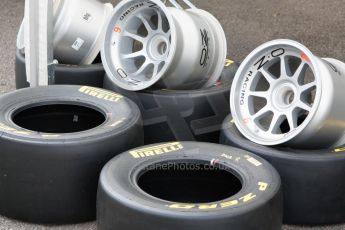 World © Octane Photographic Ltd. Friday Thursday 3rd July 2014. GP2 Paddock – Silverstone - Pirelli tyres and GP2 OZ wheels. Digital Ref :