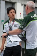 World © Octane Photographic Ltd. Friday Thursday 3rd July 2014. GP2 Paddock – Silverstone - UK. Rio Haryanto - EQ8 Caterham Racing. Digital Ref :