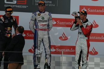 World © Octane Photographic Ltd. Saturday 5th July 2014. GP3 Race 1 Session, British GP, Silverstone - UK. Jimmy Eriksson - Koiranen GP (1st), Alex Lynn - Carlin (2nd) and Marvin Kirchhofer - ART Grand Prix (3rd). Digital Ref : 1021LB1D0519