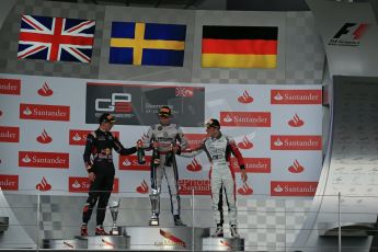 World © Octane Photographic Ltd. Saturday 5th July 2014. GP3 Race 1 Session, British GP, Silverstone - UK. Jimmy Eriksson - Koiranen GP (1st), Alex Lynn - Carlin (2nd) and Marvin Kirchhofer - ART Grand Prix (3rd). Digital Ref : 1021LB1D0557