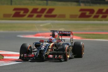 World © Octane Photographic Ltd. Friday 4th July 2014. British GP - Silverstone, UK. - Formula 1 Practice 1. Lotus F1 Team E22 - Romain Grosjean. Digital Ref: 1011LB1D7218