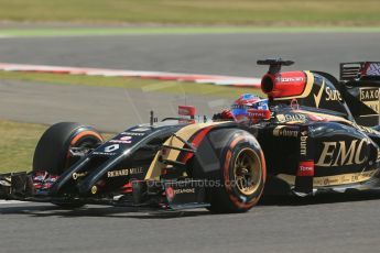 World © Octane Photographic Ltd. Friday 4th July 2014. British GP - Silverstone, UK. - Formula 1 Practice 1. Lotus F1 Team E22 - Romain Grosjean. Digital Ref: 1011LB1D7239