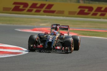 World © Octane Photographic Ltd. Friday 4th July 2014. British GP - Silverstone, UK. - Formula 1 Practice 1. Lotus F1 Team E22 - Romain Grosjean. Digital Ref: 1011LB1D7260