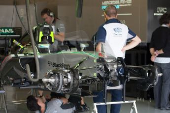World © Octane Photographic Ltd. Friday 4th July 2014. British GP - Silverstone, UK. - Formula 1 Practice 2. Mercedes AMG Petronas F1 W05 Hybrid  front suspension and brakes - Nico Rosberg. Digital Ref: 1013JM1D0007
