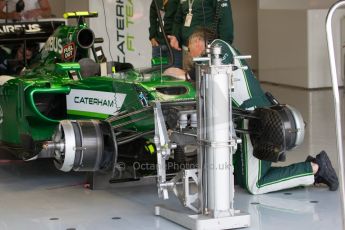 World © Octane Photographic Ltd. Friday 4th July 2014. British GP - Silverstone, UK. - Formula 1 Practice 2. Caterham F1 Team CT05 front suspension and brakes – Marcus Ericsson. Digital Ref: 1013JM1D0114