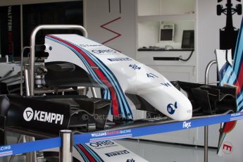 World © Octane Photographic Ltd. Friday 4th July 2014. British GP - Silverstone, UK. - Formula 1 Practice 2. Williams Martini Racing FW36 nose and front wing - Susie Wolff. Digital Ref: 1013JM1D0121