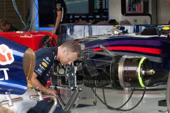 World © Octane Photographic Ltd. Friday 4th July 2014. British GP - Silverstone, UK. Formula 1 Practice 2. Infiniti Red Bull Racing RB10 front brakes - Sebastian Vettel. Digital Ref: 1013JM1D0123