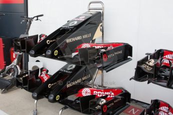 World © Octane Photographic Ltd. Friday 4th July 2014. British GP - Silverstone, UK. - Formula 1 Practice 2. Lotus F1 Team E22 nose and front wing. Digital Ref: 1013JM1D1096