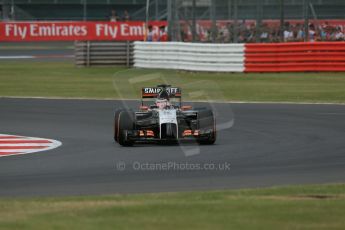 World © Octane Photographic Ltd. Friday 4th July 2014. British GP - Silverstone, UK. - Formula 1 Practice 2. Sahara Force India VJM07 – Nico Hulkenburg. Digital Ref : 1013LB1D8287
