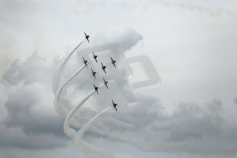 World © Octane Photographic Ltd. Saturday 5th July 2014. British GP, Silverstone, UK. - Formula 1 Paddock. Royal Air Force Red Arrows. Digital Ref: 1025LB1D0307