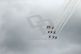 World © Octane Photographic Ltd. Saturday 5th July 2014. British GP, Silverstone, UK. - Formula 1 Paddock. Royal Air Force Red Arrows. Digital Ref: 1025LB1D0317