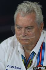 World © Octane Photographic Ltd. Friday 4th July 2014. FIA F1 Press Conference, Silverstone, UK. Williams Martini Racing Chief Technical Officer – Pat Symonds. Digital Ref: 1015LB1D8561