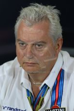 World © Octane Photographic Ltd. Friday 4th July 2014. FIA F1 Press Conference, Silverstone, UK. Williams Martini Racing Chief Technical Officer – Pat Symonds. Digital Ref: 1015LB1D8585
