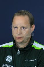 World © Octane Photographic Ltd. Friday 4th July 2014. FIA F1 Press Conference, Silverstone, UK. Caterham F1 Team Head of Track Operations – Gerry Hughes. Digital Ref: 1015LB1D8611