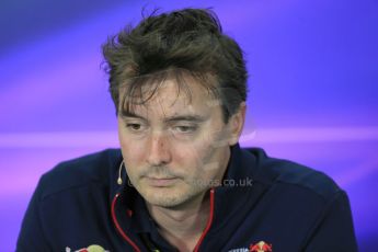 World © Octane Photographic Ltd. Friday 4th July 2014. FIA F1 Press Conference, Silverstone, UK. Scuderia Toro Rosso Technical Director – James Key. Digital Ref: 1015LB1D8620