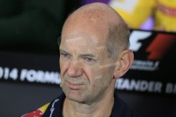 World © Octane Photographic Ltd. Friday 4th July 2014. FIA F1 Press Conference, Silverstone, UK. Infiniti Red Bull Racing – Adrian Newey. Digital Ref: 1015LB1D8625