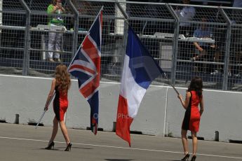 World © Octane Photographic Ltd. Sunday 8th June 2014. Canada - Circuit Gilles Villeneuve, Montreal. Formula 1 Driver Parade. Grid Girls. Digital Ref: 0988LB1D0251