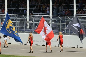 World © Octane Photographic Ltd. Sunday 8th June 2014. Canada - Circuit Gilles Villeneuve, Montreal. Formula 1 Driver Parade. Grid Girls. Digital Ref: 0988LB1D0264