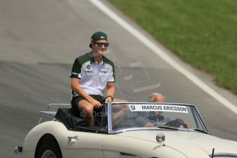World © Octane Photographic Ltd. Sunday 8th June 2014. Canada - Circuit Gilles Villeneuve, Montreal. Formula 1 Driver Parade. Caterham F1 Team CT05 – Marcus Ericsson. Digital Ref: 0988LB1D7917