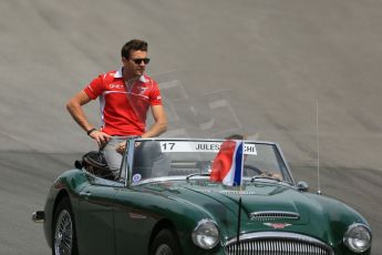 World © Octane Photographic Ltd. Sunday 8th June 2014. Canada - Circuit Gilles Villeneuve, Montreal. Formula 1 Driver Parade. Marussia F1 Team MR03 - Jules Bianchi. Digital Ref: 0988LB1D7922