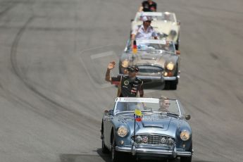 World © Octane Photographic Ltd. Sunday 8th June 2014. Canada - Circuit Gilles Villeneuve, Montreal. Formula 1 Driver Parade. Lotus F1 Team E22 – Pastor Maldonado. Digital Ref: 0988LB1D7925
