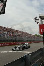 World © Octane Photographic Ltd. Sunday 8th June 2014. Canada - Circuit Gilles Villeneuve, Montreal. Formula 1 Race Finish. Mercedes AMG Petronas F1 W05 Hybrid - Nico Rosberg. Digital Ref: 0987LB1D0643