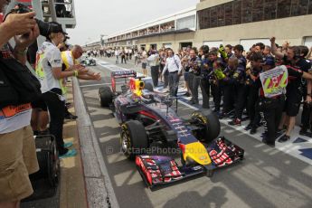 World © Octane Photographic Ltd. Sunday 8th June 2014. Canada - Circuit Gilles Villeneuve, Montreal. Formula 1 Podium. Infiniti Red Bull Racing RB10 - Sebastian Vettel. Digital Ref: 0987LB1D0670