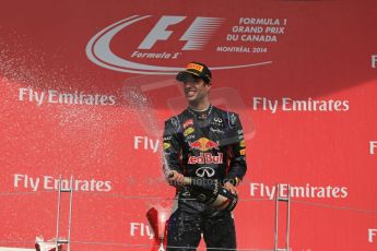 World © Octane Photographic Ltd. Sunday 8th June 2014. Canada - Circuit Gilles Villeneuve, Montreal. Formula 1 Podium. Infiniti Red Bull Racing RB10 – Daniel Ricciardo. Digital Ref: 0987LB1D8851