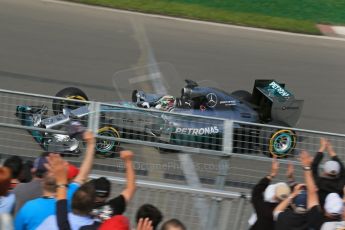 World © Octane Photographic Ltd. Friday 6th June 2014. Canada - Circuit Gilles Villeneuve, Montreal. Formula 1 Practice 1. Mercedes AMG Petronas F1 W05 Hybrid – Lewis Hamilton. Digital Ref: 0978LB1D1604