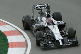 World © Octane Photographic Ltd. Friday 6th June 2014. Canada - Circuit Gilles Villeneuve, Montreal. Formula 1 Practice 1. McLaren Mercedes MP4/29 - Jenson Button. Digital Ref: 0978LB1D2345