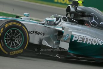 World © Octane Photographic Ltd. Friday 6th June 2014. Canada - Circuit Gilles Villeneuve, Montreal. Formula 1 Practice 1. Mercedes AMG Petronas F1 W05 Hybrid - Nico Rosberg. Digital Ref: 0978LB1D3141