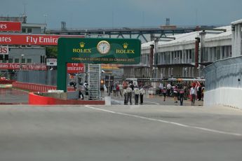 World © Octane Photographic Ltd. Friday 6th June 2014. Canada - Circuit Gilles Villeneuve, Montreal. Formula 1 Practice 2. Pit exit. Digital Ref: 0979LB1D3578