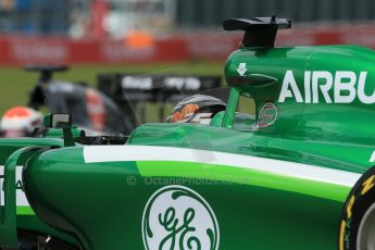 World © Octane Photographic Ltd. Friday 6th June 2014. Canada - Circuit Gilles Villeneuve, Montreal. Formula 1 Practice 2. Caterham F1 Team CT05 – Kamui Kobayashi and Sauber C33 – Adrian Sutil. Digital Ref: 0979LB1D3718