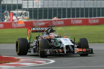 World © Octane Photographic Ltd. Friday 6th June 2014. Canada - Circuit Gilles Villeneuve, Montreal. Formula 1 Practice 2. Sahara Force India VJM07 – Nico Hulkenburg. Digital Ref : 0979LB1D3783