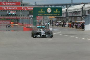 World © Octane Photographic Ltd. Friday 6th June 2014. Canada - Circuit Gilles Villeneuve, Montreal. Formula 1 Practice 2. Mercedes AMG Petronas F1 W05 Hybrid – Lewis Hamilton. Digital Ref: 0979LB1D3854